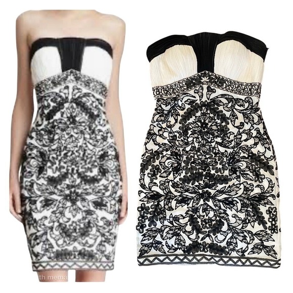 Sue Wong Dresses & Skirts - Sue Wong Walt Disney Strapless Black White Cocktail Dress Beaded Lace Size 8